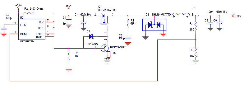 Понижающий стабилизатор с N-канальным транзистором.