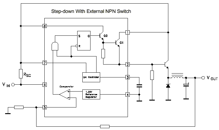 Импульсный стабилизатор c NPN транзистором.